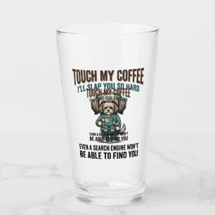 Funny Dog Coffee Warning Vintage Engraving Design_ Glass