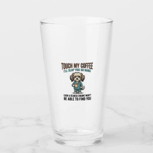 Funny Dog Coffee Warning Vintage Engraving Design_ Glass