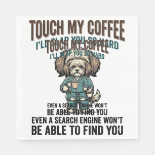 Funny Dog Coffee Warning Vintage Engraving Design_ Napkin