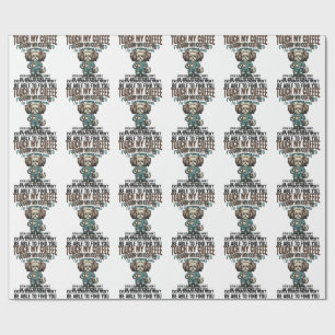 Funny Dog Coffee Warning Vintage Engraving Design_ Wrapping Paper