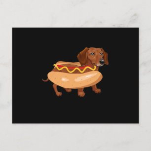 Funny Dog Dachshund Hot Dog Fast Food Postcard