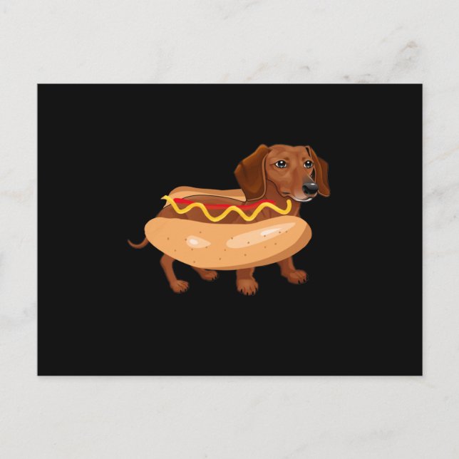 Funny Dog Dachshund Hot Dog Fast Food Postcard (Front)