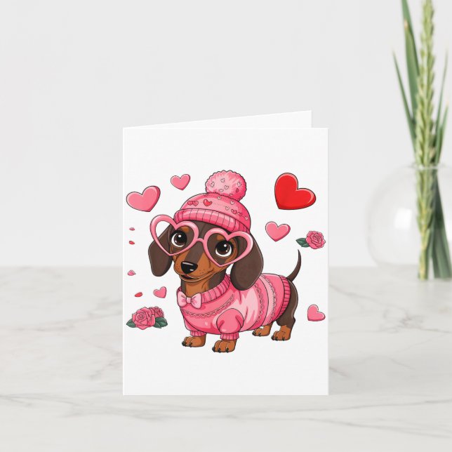 Funny Dog Dachshund Valentines Heart Dog Lover Men Card (Front)
