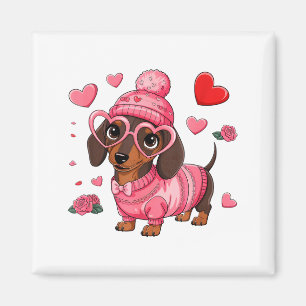 Funny Dog Dachshund Valentines Heart Dog Lover Men Magnet
