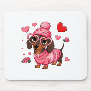 Funny Dog Dachshund Valentines Heart Dog Lover Men Mouse Mat