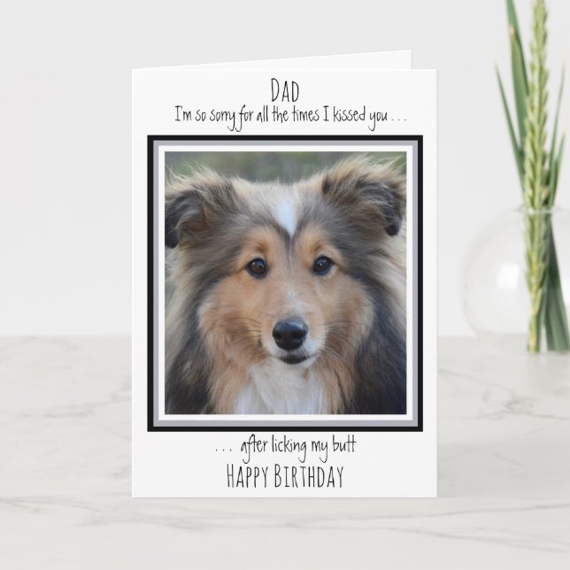 Funny Dog Dad Birthday Cute Dog Photo Card (Front)
