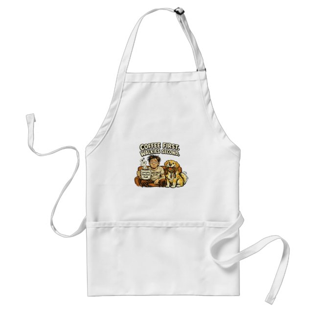 Funny Dog Dad Coffee First Walkies Second Standard Apron (Front)