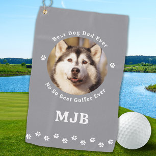 Funny DOG DAD Custom Photo Golfer Monogram Golf Towel