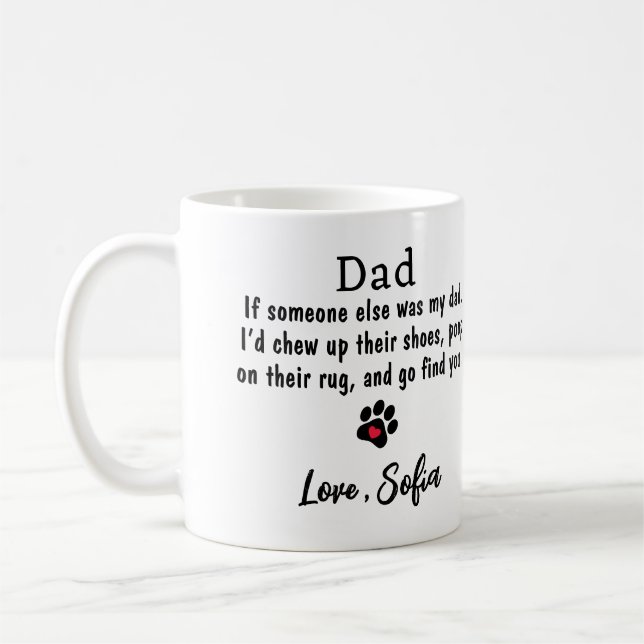 Funny Dog Dad -Father's Day Pet Photo Coffee  Coffee Mug (Left)