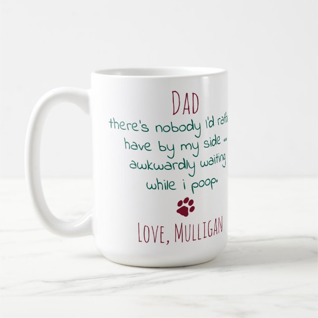 Funny Dog Dad Personalised Pet Photo Christmas Coffee Mug (Left)