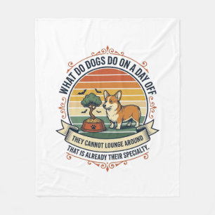 Funny Dog Day Off Vintage Engraving Quote Shirt_1 Fleece Blanket