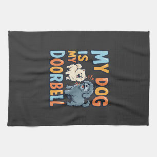 Funny Dog Doorbell Pet Lover Tea Towel