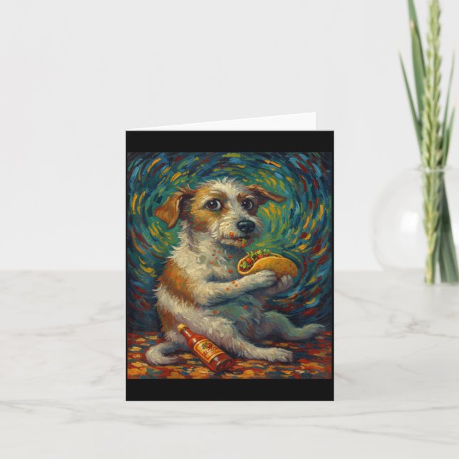 Funny Dog Eating Taco Graphic Art Design  Card (Front)