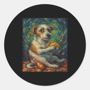 Funny Dog Eating Taco Graphic Art Design Classic Round Sticker