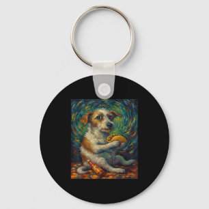 Funny Dog Eating Taco Graphic Art Design Key Ring