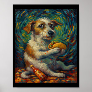 Funny Dog Eating Taco Graphic Art Design Poster