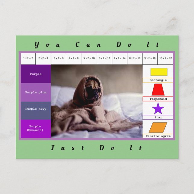 Funny dog educative game postcard (Front)