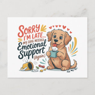 Funny Dog Emotional Support Cartoon Quote Postcard