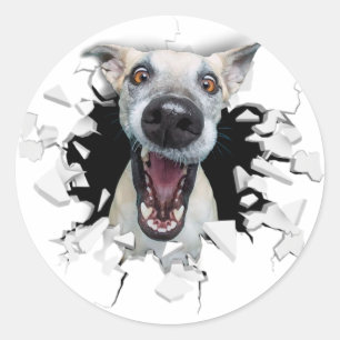 Funny dog face classic round sticker