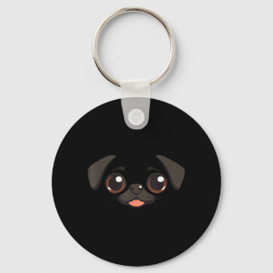 Funny Dog Face Halloween Pug Key Ring