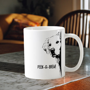 Funny Dog Face & "Peek-a-Brew" Dog Mum Humour Coffee Mug
