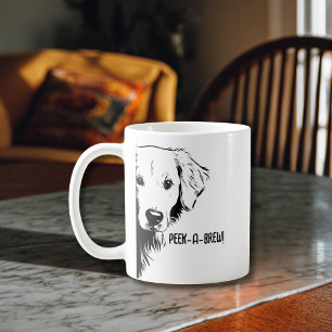 Funny Dog Face & "Peek-a-Brew" Dog Mum Humour Coffee Mug