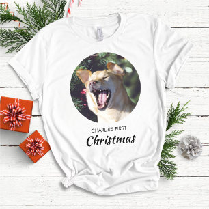 Funny Dog First Christmas Personalized Dog Photo T-Shirt