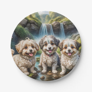 funny dog gang paper plate