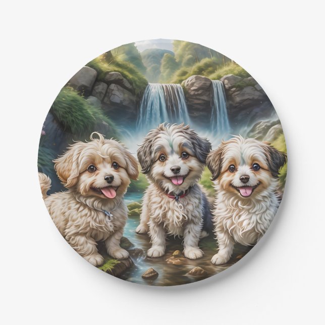 funny dog gang paper plate (Front)