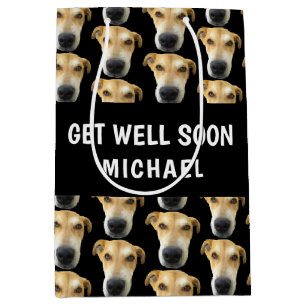 Funny Dog Get Well Soon Personalised Medium Gift Bag