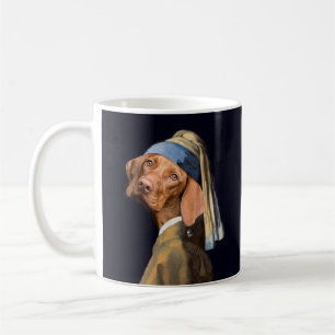 Funny Dog Girl with a Pearl Earring Vermeer Parody Coffee Mug