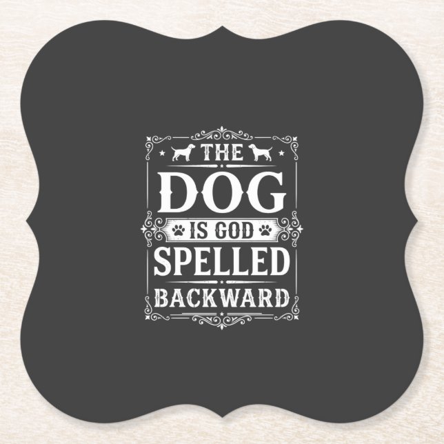 Funny Dog God Spelled Backward Paper Coaster (Front)