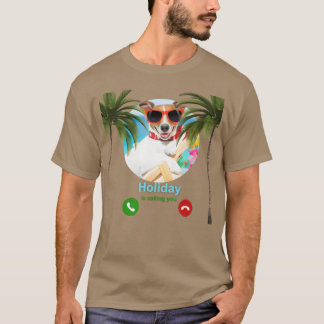 Funny Dog Going On VacationCute Dog Holiday retro  T-Shirt