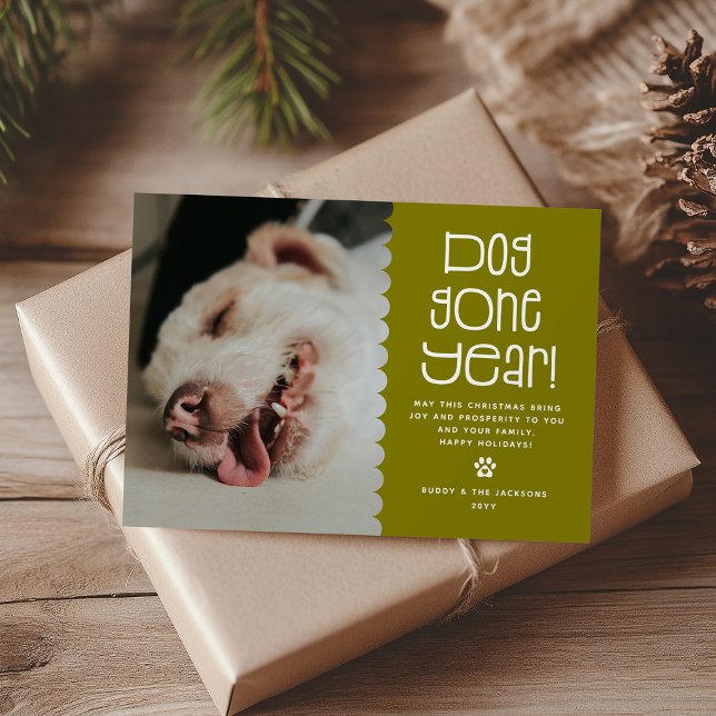 Funny 'Dog Gone Year' Pet Photo Holiday Card (Creator Uploaded)