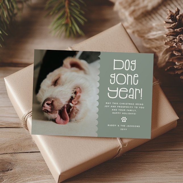 Funny 'Dog Gone Year' Pet Photo Holiday Card (Creator Uploaded)