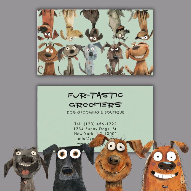 Funny Dog Groomers Boutique Qr Code Business Card (Creator Uploaded)