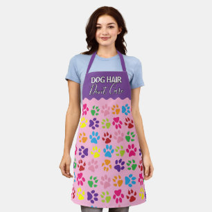 Funny Dog Hair Don't Care Text On Paw Print Apron