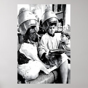 Funny Dog Hair Salon Print, Vintage Black and Poster