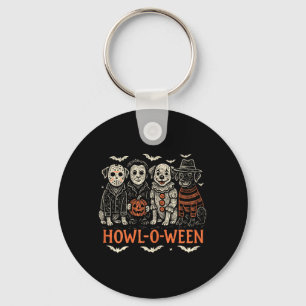 Funny Dog Halloween Costume Howl-O-Ween Spooky Key Ring