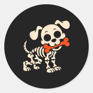 Funny Dog Halloween Skeleton Costume Soky Season  Classic Round Sticker