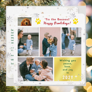 Funny Dog Happy Pawlidays Peace Love Joy 5 Photos  Holiday Card