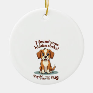 Funny Dog Hidden Socks Quote Vintage Cartoon Pet H Ceramic Tree Decoration