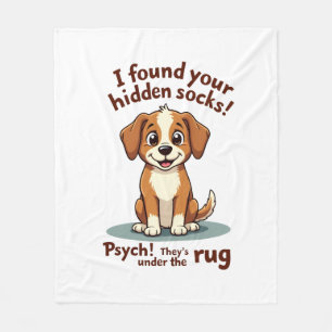 Funny Dog Hidden Socks Quote Vintage Cartoon Pet H Fleece Blanket