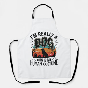 Funny Dog Human Costume Halloween Vintage Dog Desi Apron