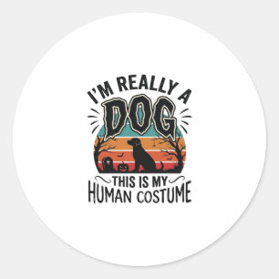 Funny Dog Human Costume Halloween Vintage Dog Desi Classic Round Sticker