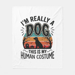 Funny Dog Human Costume Halloween Vintage Dog Desi Fleece Blanket