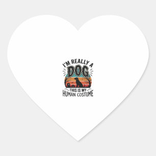 Funny Dog Human Costume Halloween Vintage Dog Desi Heart Sticker