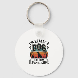 Funny Dog Human Costume Halloween Vintage Dog Desi Key Ring
