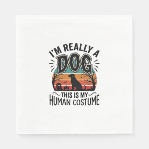 Funny Dog Human Costume Halloween Vintage Dog Desi Napkin