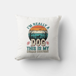 Funny Dog Human Costume Vintage Halloween Shirt_1 Cushion